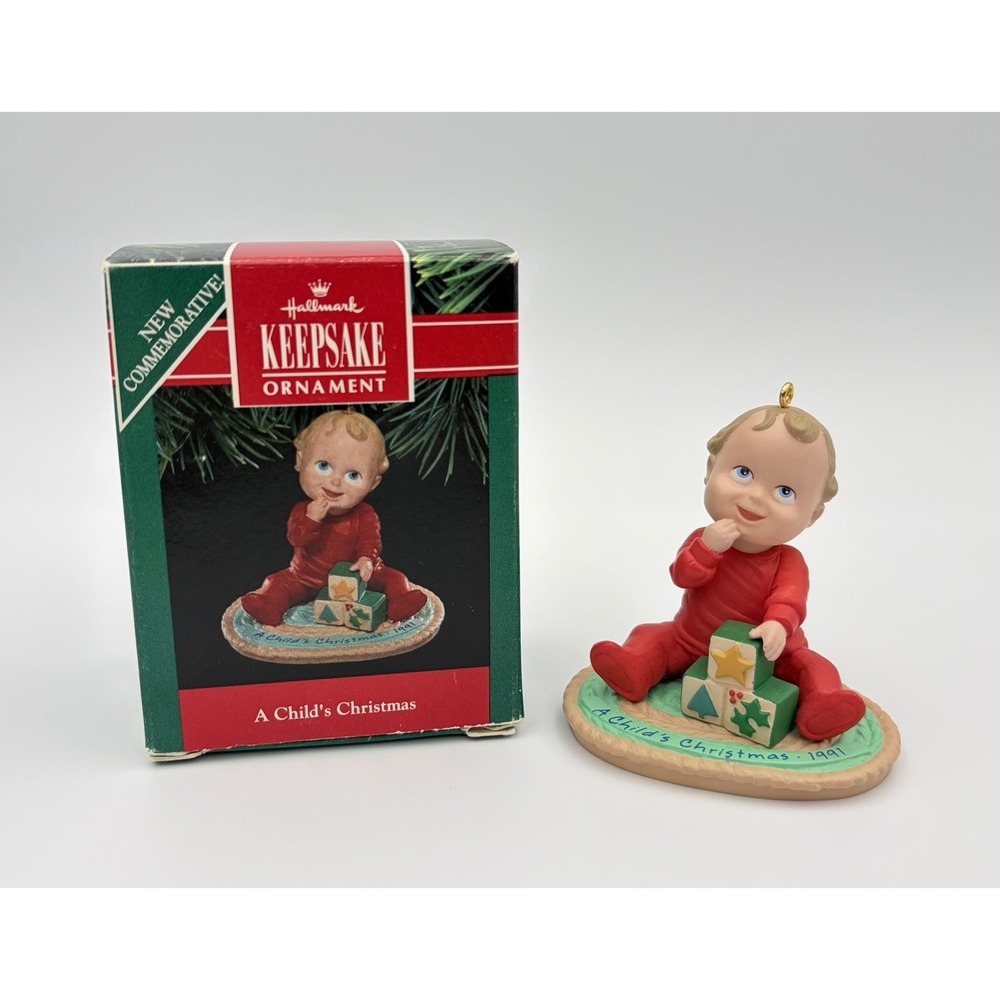 Hallmark Keepsake Ornament A Child's Christmas 1991 Baby Blocks Figurine Vintage